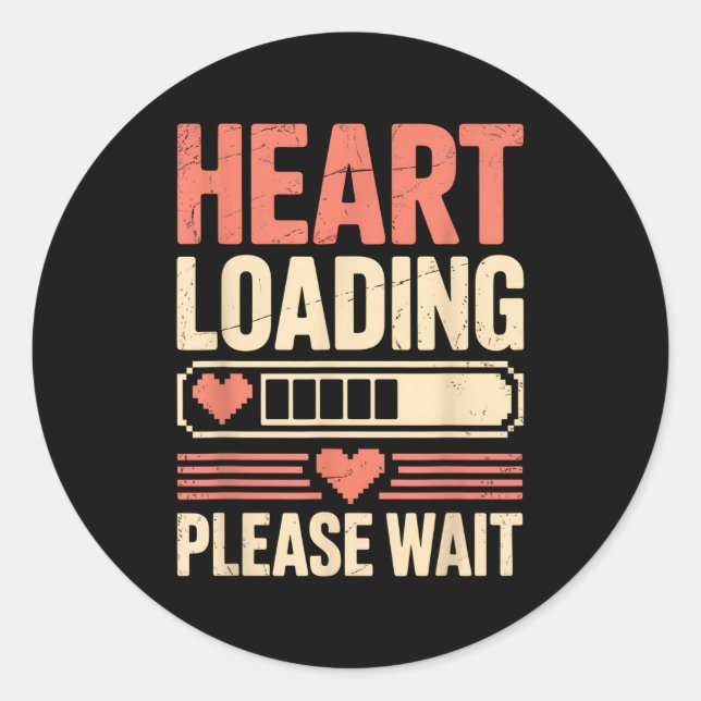 Adesivo Redondo Heart Loading Please Wait Retro Xel Valentine Humo (Frente)