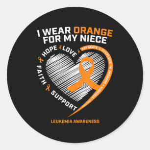 Adesivo Redondo "Heart Orange Ribbon" Para Minha sobrinha Leucemia