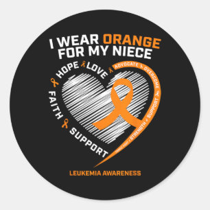 Adesivo Redondo "Heart Orange Ribbon" Para Minha sobrinha Leucemia