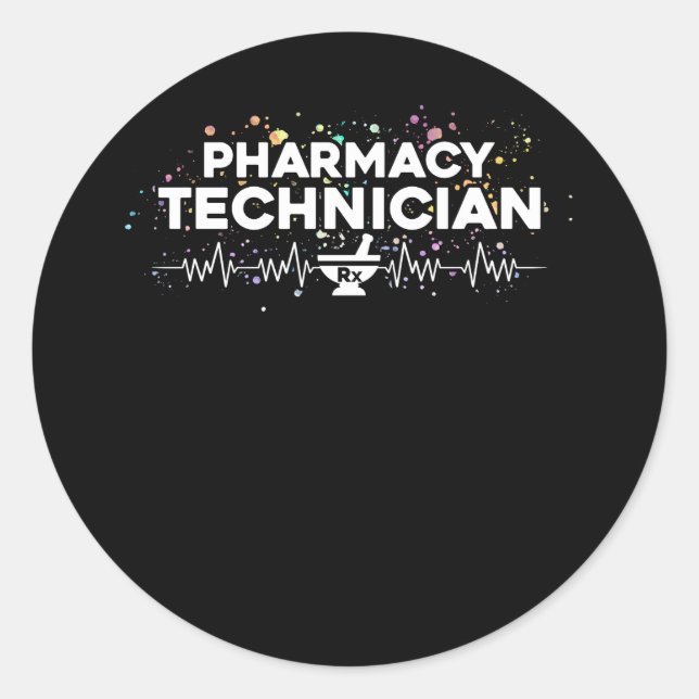 Adesivo Redondo Heart Pharmacy Technician Pharmacist (Frente)