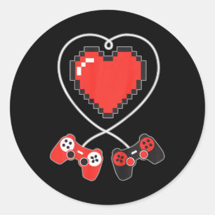 Adesivo Redondo Heart Pixel Art Video-game Controller Dias de os n