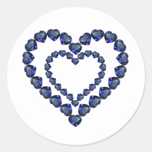 Adesivo Redondo Heart Sapphire Gemstone