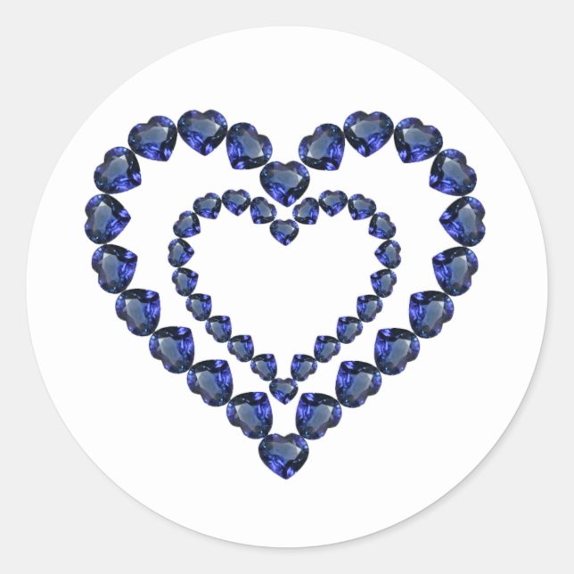 Adesivo Redondo Heart Sapphire Gemstone (Frente)