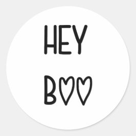 Adesivo Redondo Heart Typography Hey Boo