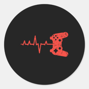 Adesivo Redondo Heartbeart Game Controller Video Gaming Men K
