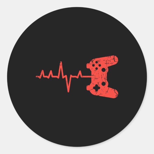 Adesivo Redondo Heartbeart Game Controller Video Gaming Men K (Frente)