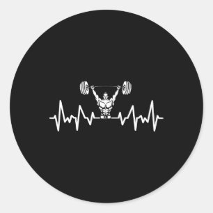 Adesivo Redondo Heartbeat Barbell Bodybuilding Gym W
