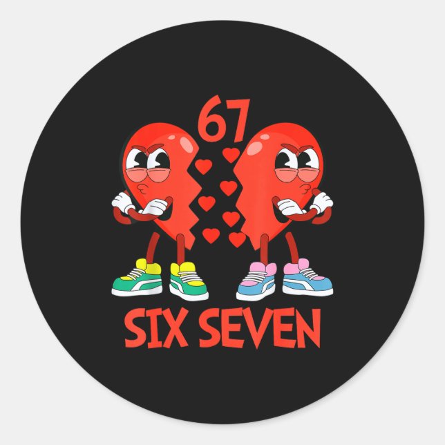 Adesivo Redondo Hearts Valentines Funny Six Seven 6 7 Meme Gen Alp (Frente)
