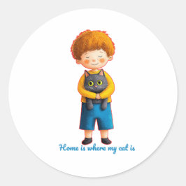 Adesivo Redondo  Heartwarming Feline Love