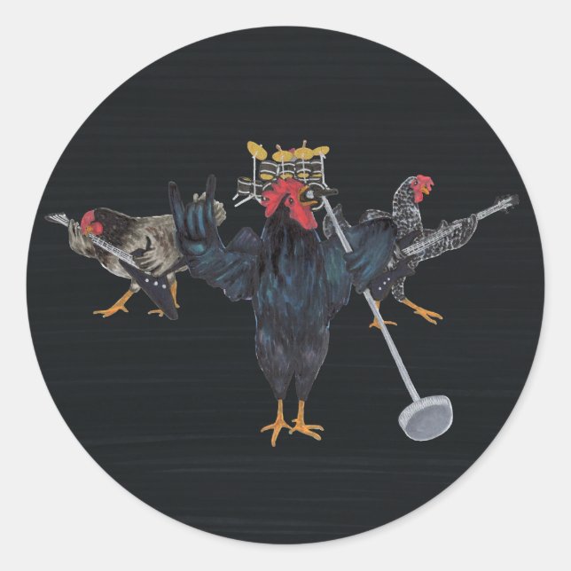 Adesivo Redondo Heavy Metal Chickens (Frente)