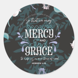 Adesivo Redondo Hebraico 4:16 cita preto