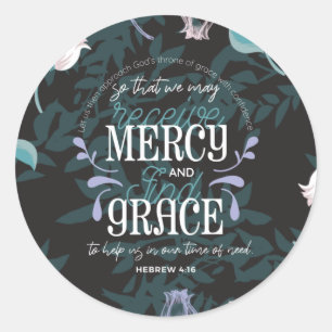 Adesivo Redondo Hebraico 4:16 cita preto