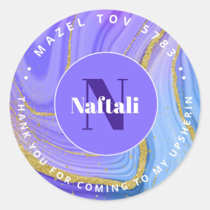 Adesivo Redondo Hebraico Personalizado Superior Clas Monograma Ini