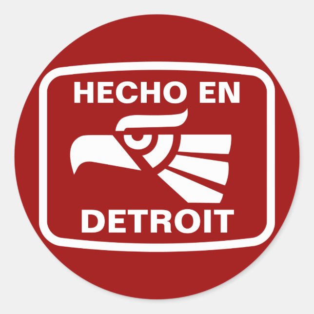 Adesivo Redondo Hecho en Detroit personalizado personalizado perso (Frente)