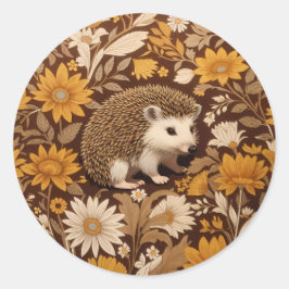 Adesivo Redondo Hedgehog Brown Floral William Morris Inspirou