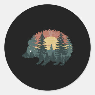 Adesivo Redondo Hedgehog Caçando Caminhando Ao Exterior Campos Hom