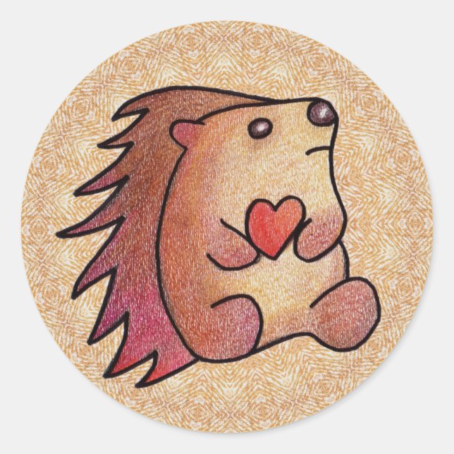 Adesivo Redondo Hedgehog Love! (Frente)