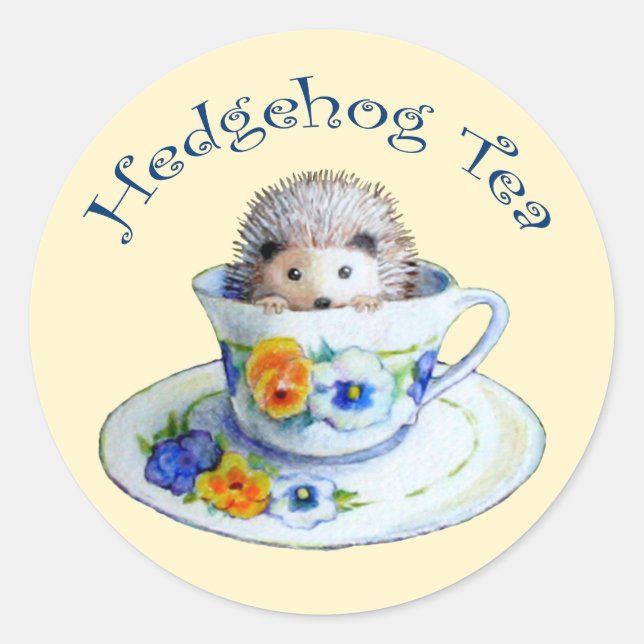 Adesivo Redondo Hedgehog Tea Stickers (Frente)