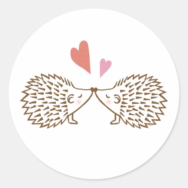 Adesivo Redondo Hedgehogs Sticker Hedgehog Favor de casamento (Frente)