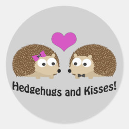 Adesivo Redondo Hedgehugs e Kisses Hedgehog Love