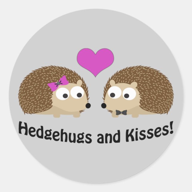 Adesivo Redondo Hedgehugs e Kisses Hedgehog Love (Frente)