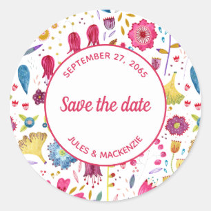 Adesivo Redondo Hedgerow Wild Flowers Watercolor Salvar Data