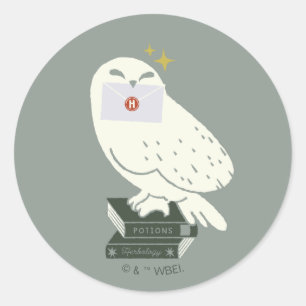 Adesivo Redondo Hedwig com Desenho Caprichoso de Carta