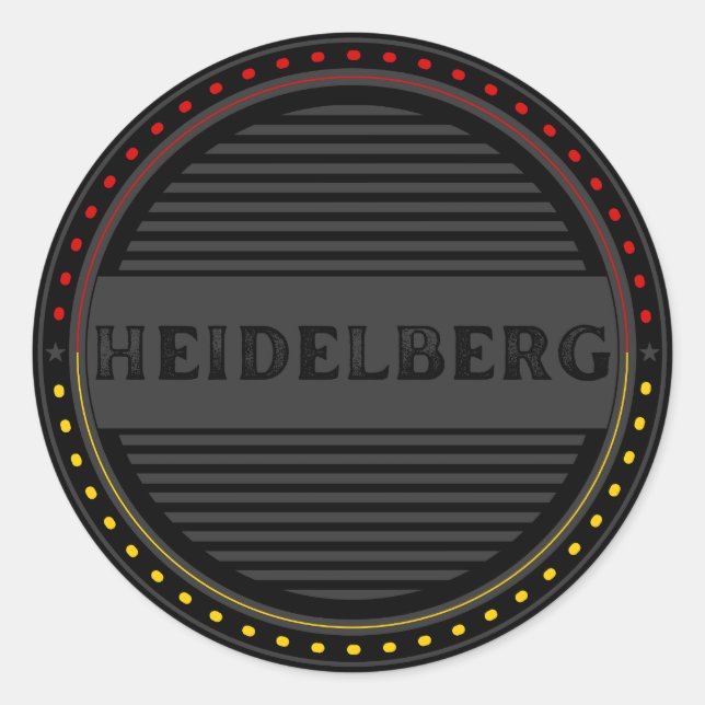 Adesivo Redondo Heidelberg City Pride Emblem – German Identity (Frente)