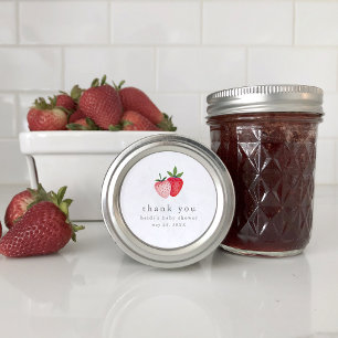 Adesivo Redondo HEIDI Pink Strawberry Jam Chá de fraldas Obrigado