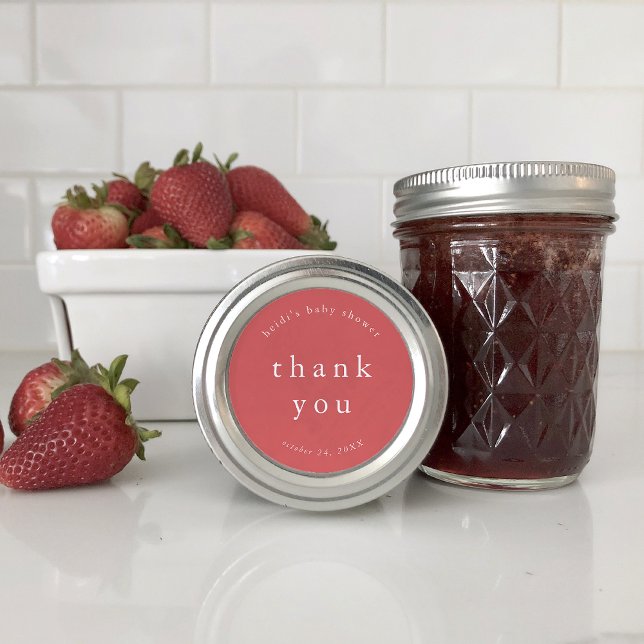 Adesivo Redondo HEIDI Red Boho Chá de fraldas Simples Único Obriga (HEIDI Red Boho Unique Simple Baby Shower Thank You Classic Round Sticker)