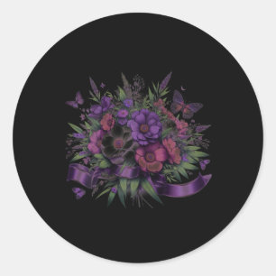 Adesivo Redondo Heimerheimer Roxo Floral Pensamento Demência Heime