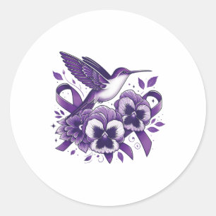 Adesivo Redondo Heimers Purple Floral Pansy Dementia Hummingbird R