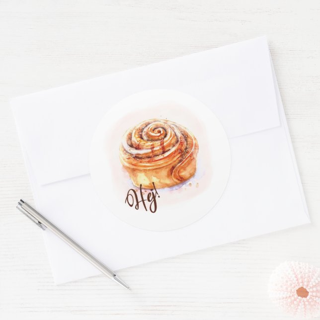 Adesivo Redondo Hej! Kanelbullar Fika Sticker (Envelope)