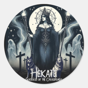 Adesivo Redondo Hekate Deusa das Encruzilhadas Espíritos Fantasmag