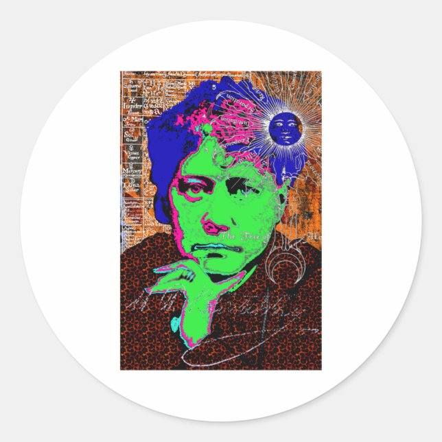 Adesivo Redondo Helena Blavatsky Theosophy Occult Esoteric New Age (Frente)