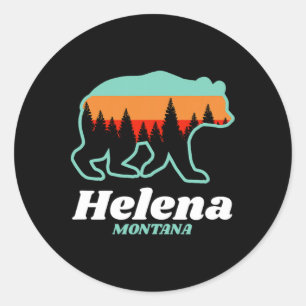 Adesivo Redondo Helena Montana Pescando Snowboard Bear