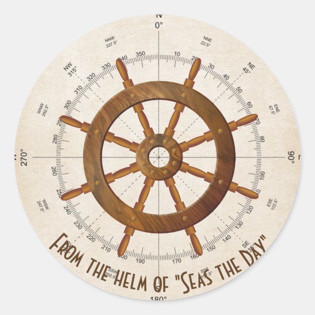 Adesivo Redondo hélice náutico para embarcação de vela com bússola (Frente)