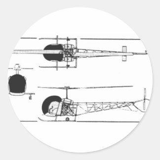 Adesivo Redondo Helicóptero Bell 47