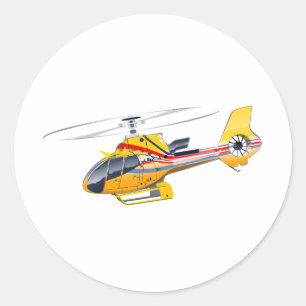 Adesivo Redondo Helicóptero de desenho animado