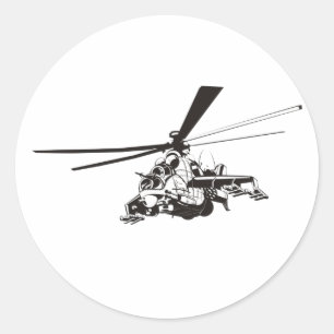 Adesivo Redondo Helicóptero de desenho "Hind"