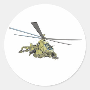 Adesivo Redondo Helicóptero de desenho "Hind"