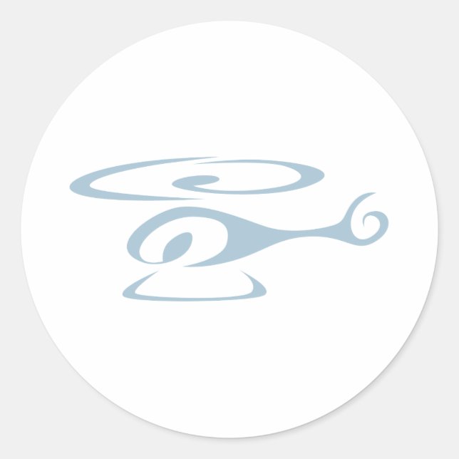 Adesivo Redondo Helicóptero no Estilo de Desenho de Swish (Frente)