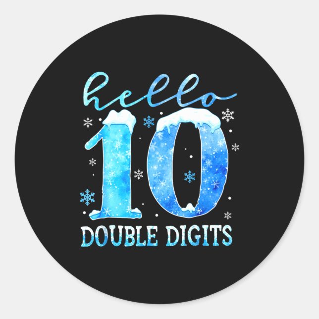 Adesivo Redondo Hello 10 Double Digits Snowflakes Winter Christmas (Frente)