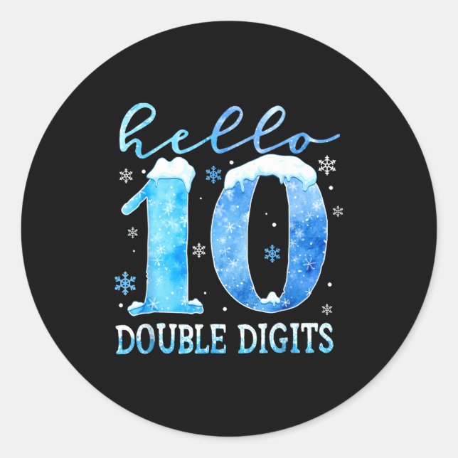 Adesivo Redondo Hello 10 Double Digits Snowflakes Winter Christmas (Frente)
