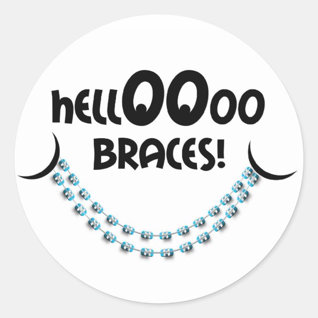 Adesivo Redondo Hello Braces Blue (Frente)