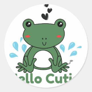 Adesivo Redondo Hello Cutie Frog Sticker – Cute Aesthetic Round St