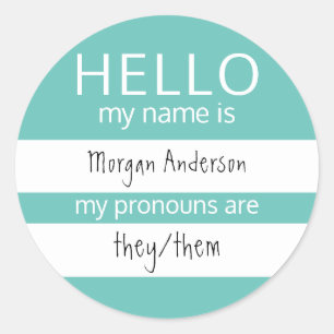 Adesivo Redondo HELLO Personalizado Meu Nome Pronounounes É