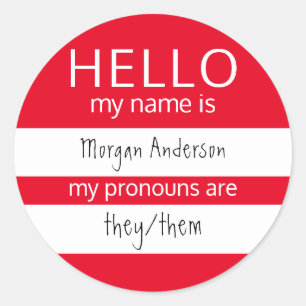 Adesivo Redondo HELLO Personalizado Meu Nome Pronounounes É