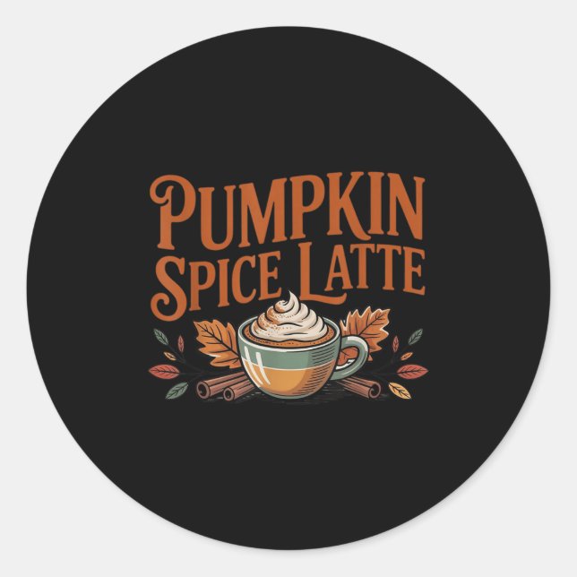 Adesivo Redondo Hello Pumpkin Latte Sce Coffee Love Fall Season  (Frente)