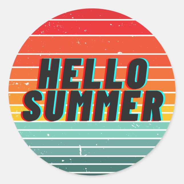 Adesivo Redondo Hello Summer Sticker (Frente)